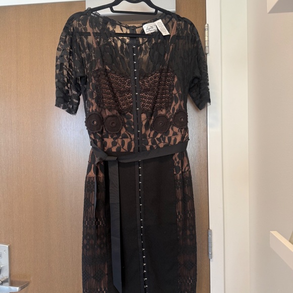 Byron Lars Beguile Carissima Black Lace Anthropologie Sheath Dress 6P - Picture 7 of 11